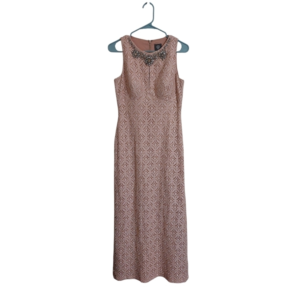 Vince Camuto Blush Geometric Lace Formal Dress